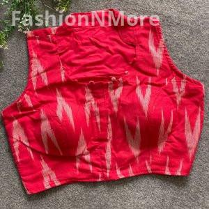 Pure Ikkat Cotton Special Collar Blouse with PomPom Detail