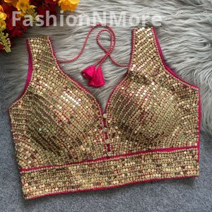 Real Mirror & Stone Handwork Blouse – Party & Navratri Special
