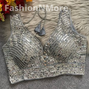 Real Mirror & Stone Handwork Blouse – Party & Navratri Special