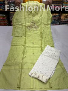 Plus Size Hand Embroidered Masleen Co-ord Set with Patchwork & Pant