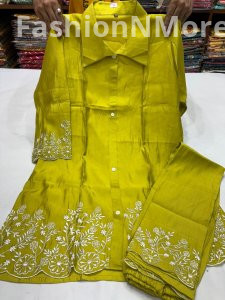 Plus Size mbroidered Masleen Co-ord Set with Matching Pant