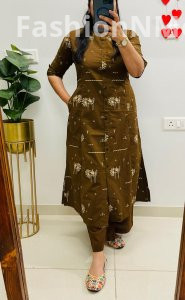 Designer Abstract Print Co-ord Set in Fine Cotton