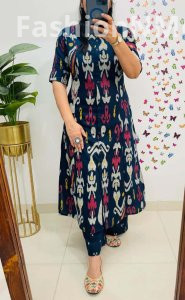 Jaipuri Mughal Ikkat Print Cotton Flex Co-ord Set