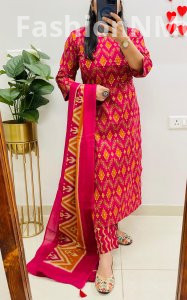 Designer Ikkat Print Cotton Suit