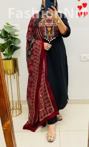 Heavy Embroidery Work Suit  in Dhabu Cotton