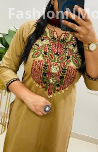 Heavy Embroidery Work Suit  in Dhabu Cotton