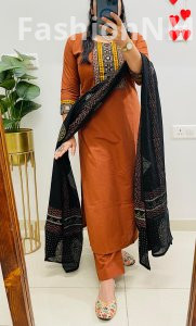 Ajrakh Prints in Dhabu Cotton Suit