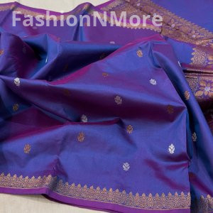 Handwoven Banaras Pure Katan Silk Saree – Copper Zari Brocade