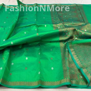 Handwoven Banaras Pure Katan Silk Saree – Copper Zari Brocade