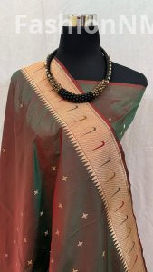 Exclusive pure handloom Banarasi Katan silk saree — Meenakari Paithani border