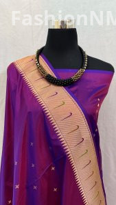 Exclusive pure handloom Banarasi Katan silk saree — Meenakari Paithani border