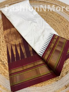 Exclusive Pure Silk Ilkal Saree – Korvai Temple Border