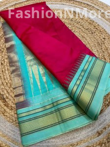 Exclusive Pure Silk Ilkal Saree – Korvai Temple Border