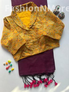 Khadi Cotton Saree with Heavy Ajrakh Blouse