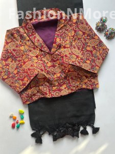 Khadi Cotton Saree with Heavy Ajrakh Blouse