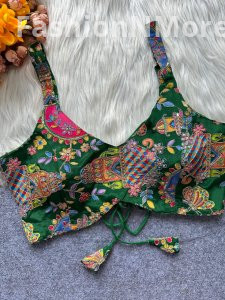 Position Print Crepe Designer Partywear Blouse with Sequence & Coding Work