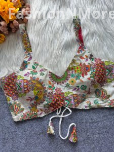 Position Print Crepe Designer Partywear Blouse with Sequence & Coding Work