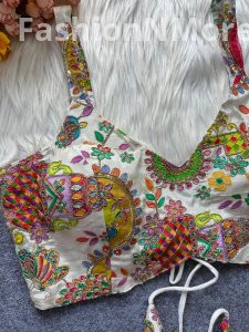 Position Print Crepe Designer Partywear Blouse with Sequence & Coding Work