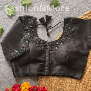 Phantom Silk Designer Sequin & Multi-Tone Embroidery Blouse