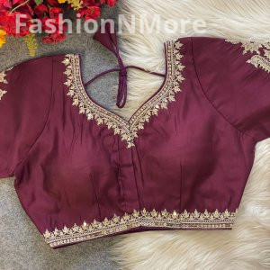 Embroidery & Sequence Work Roman Silk Bridal Designer Blouse