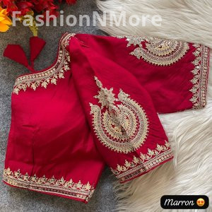 Embroidery & Sequence Work Roman Silk Bridal Designer Blouse