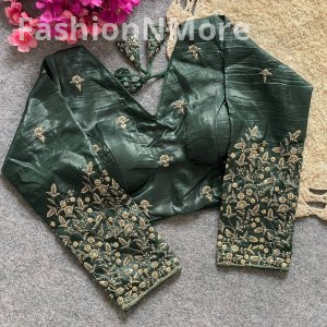 Golden Embroidery & Sequence Work Pushpa Silk Designer Blouse
