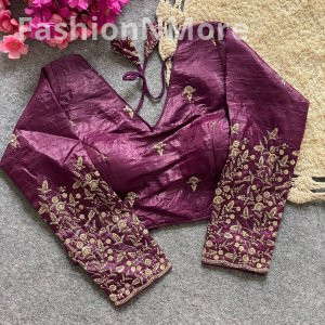 Golden Embroidery & Sequence Work Pushpa Silk Designer Blouse