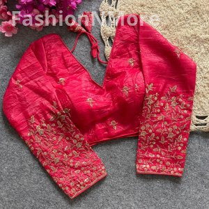 Golden Embroidery & Sequence Work Pushpa Silk Designer Blouse