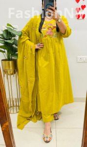 Trending Viral Cotton Anarkali Suit with Rich Embroidery