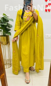 Trending Viral Cotton Anarkali Suit with Rich Embroidery