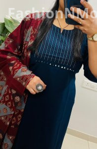 Designer Dhabu Cotton Straight Suit with Printex Embroidery