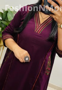 Stylish Ethnic Dhabu Cotton Princess-Cut Suit with Heavy Embroidery