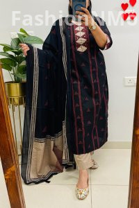 Elegant Premium Cotton Designer Suit with Contrast Set