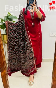 Super Premium Dhabu Cotton Kurta Pant Set with Mirror Embroidery