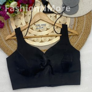 Partywear Sleeveless Blouse With Leaf Neckline