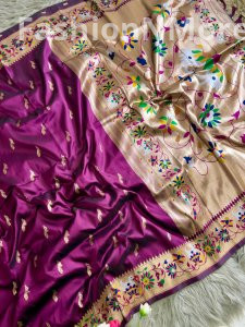 Rajhans Paithani Soft Silk Saree with Golden Pallu