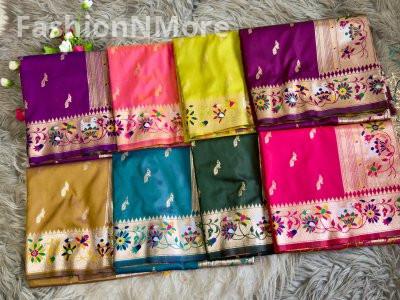Rajhans Paithani Soft Silk Saree with Golden Pallu
