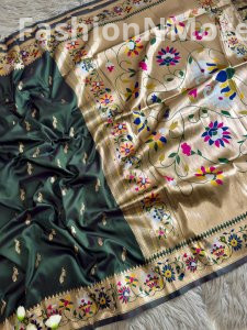 Rajhans Paithani Soft Silk Saree with Golden Pallu