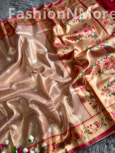 Maharani Mor Popat Organza Tissue Silk Saree with Peacock Pallu