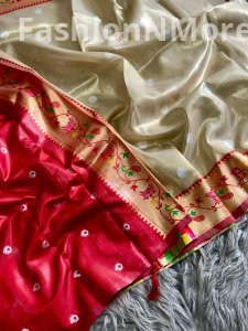 Maharani Mor Popat Organza Tissue Silk Saree with Peacock Pallu