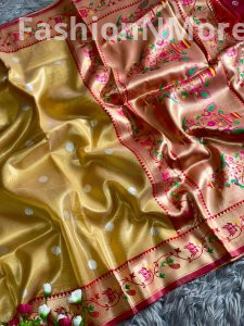 Maharani Mor Popat Organza Tissue Silk Saree with Peacock Pallu