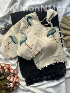 An elegant original khadi cotton saree paired with a heavy khadi cotton worked blouse—a perfect comfort-meets-style combo for everyday elegance.