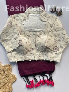 Khadi Cotton Saree with Heavy Work Khadi Blouse (Combo)