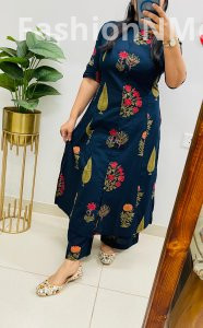 Designer Fine Cotton Co-ord Set – Princess Cut Kurti with Cullotes