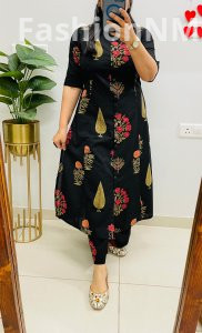 Designer Fine Cotton Co-ord Set – Princess Cut Kurti with Cullotes