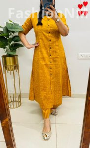 Designer Fine Cotton Co-ord Set – Princess Cut Kurti with Cullotes