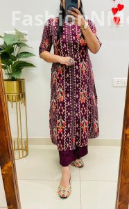 Designer Fine Cotton Co-ord Set – Princess Cut Kurti with Cullotes