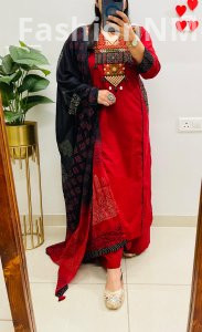 Unique Rich Concept Designer Suit in Dhabu Cotton with Ajrakh Dupatta