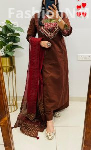 Unique Rich Concept Designer Suit in Dhabu Cotton with Ajrakh Dupatta