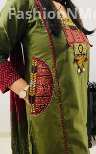 Unique Rich Concept Designer Suit in Dhabu Cotton with Ajrakh Dupatta